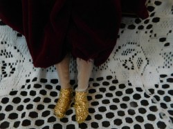 ken blonde velvet costume feet